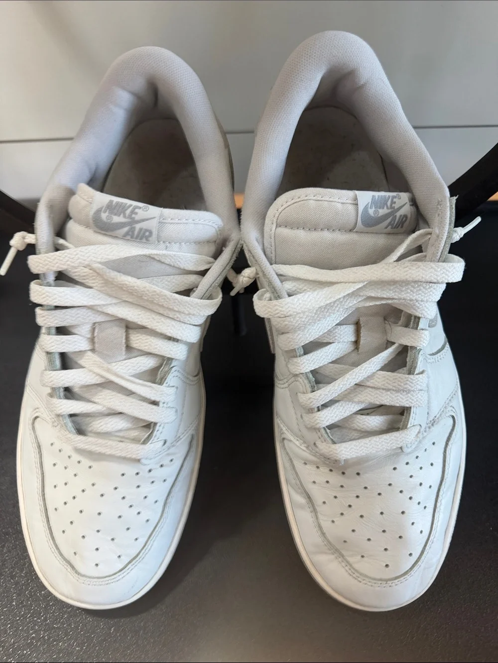Nike Men’s Air Jordan 1 Low 85  White with Light Gray Low-Top Sneakers